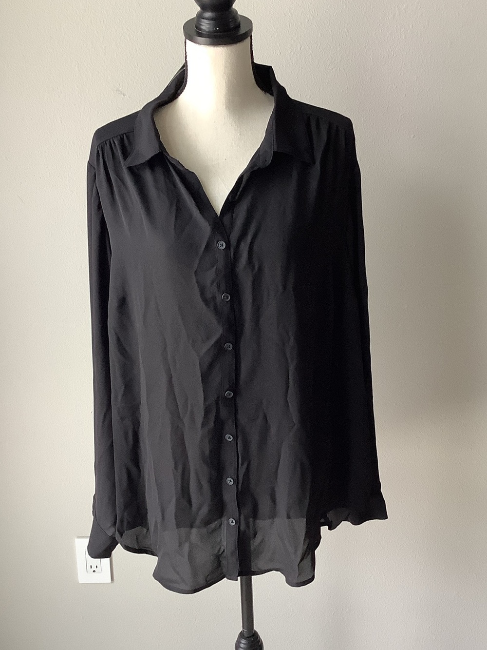 Torrid Georgette Hi-Low Button Up Shirt Black 3X NWT